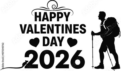 Valentine's day greeting with hiker