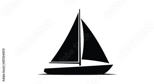 A striking black sailboat design against a white backdrop a bold silhouette