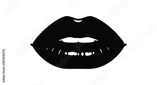 A striking black silhouette of full lips a minimalist art piece with bold expression silhouette