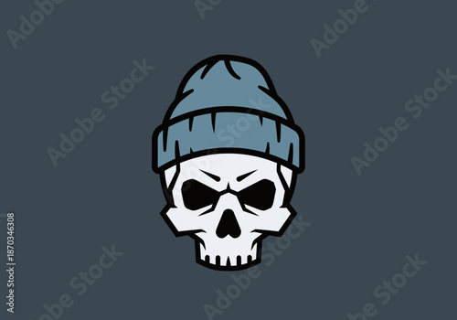 Minimal Skull Skate Logo Vector