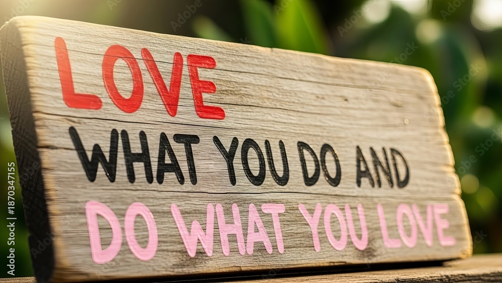 Fototapeta premium Inspirational Quote love What You Do on Wood