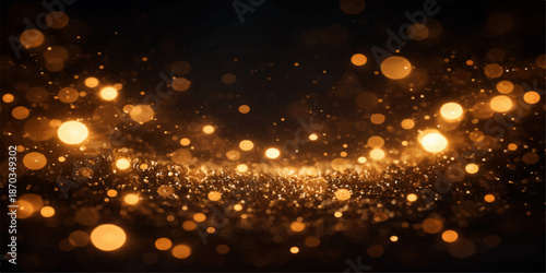 Golden Christmas lights creating a glowing bokeh background for a bright holiday decoration