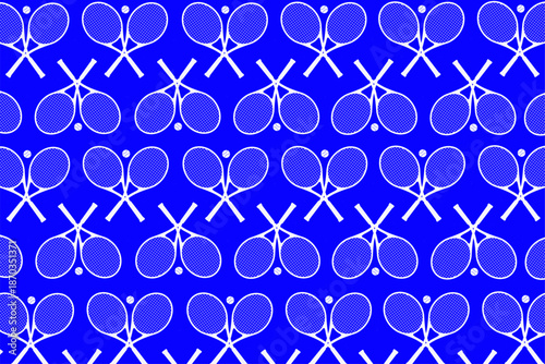 Tennis Racquet Seamless Vector Pattern Background