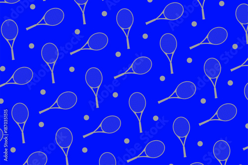 Tennis Racquet Seamless Vector Pattern Background