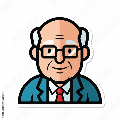 A cartoon illustration of an elderly man