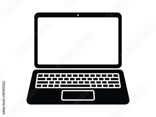 Laptop Computer Silhouette Icon – Notebook PC, Technology, Digital Device Symbol