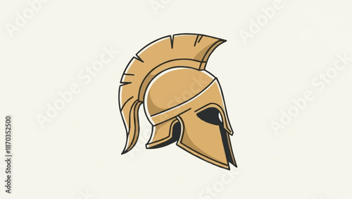 Ancient Greek Spartan Warrior Helmet Illustration.