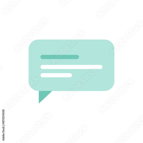 Clean vector illustration of a modern chat bubble icon, symbolizing instant communication, online dialogue, and messaging services across various digital platforms