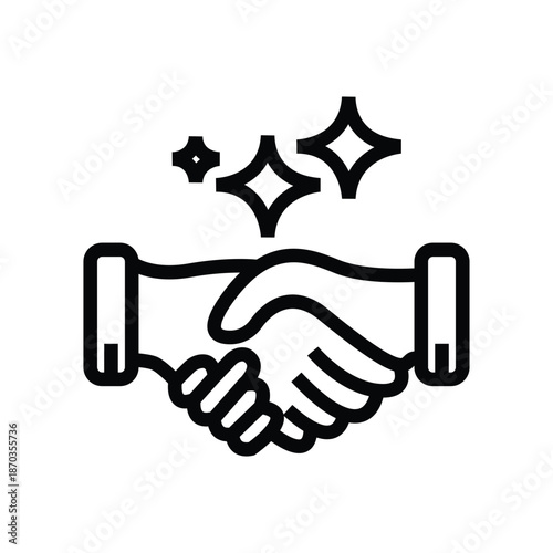 Handshake icon symbolizing partnership, deal, contract, cooperation, teamwork, trust, collaboration, commitment, successful union, and agreement