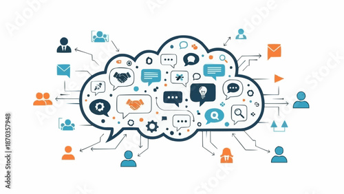Cloud communication network connecting people and ideas globally.
