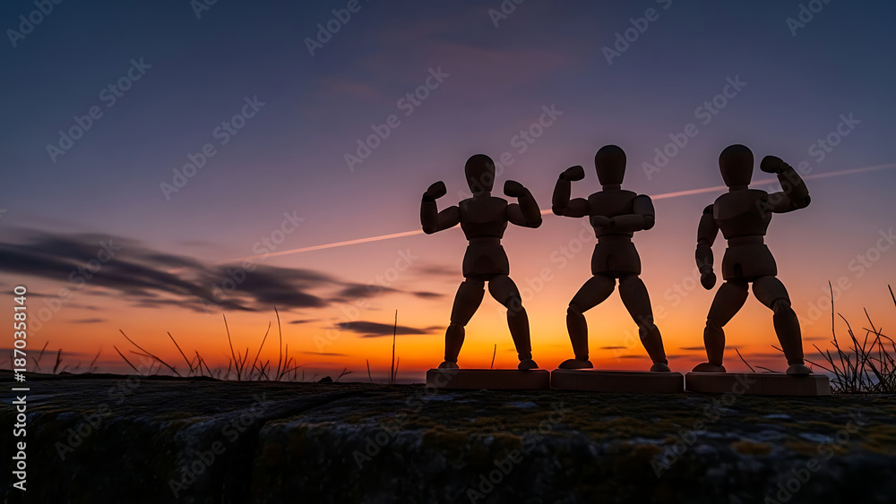Fototapeta premium Mannequin Trio at Sunset