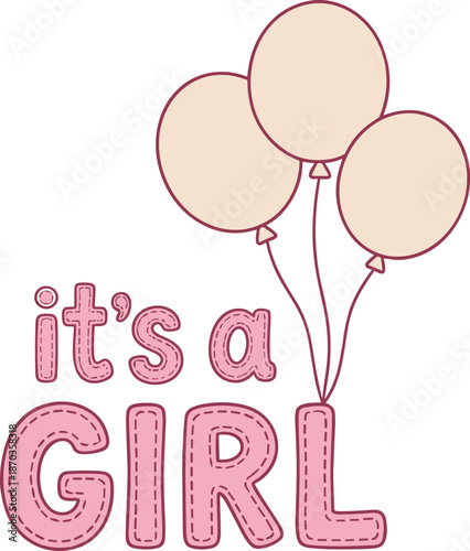 its,a,girl,baby,announcement,balloons,cute,typography,illustration,pink,celebration,newborn,gender,reveal,party,design,card,poster,decor,babyshower