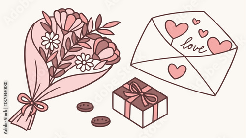 Charming Valentine's Day gifts and flowers in elegant pink hues