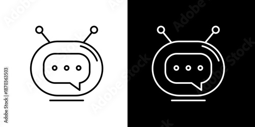 Minimalist Line Art Chatbot Icon Symbolizing Artificial Intelligence and Virtual Assistance for Digital Communication Solutions and Customer Support