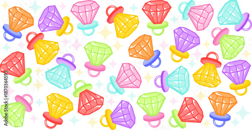 Bright color ring pop diamond candy seamless pattern