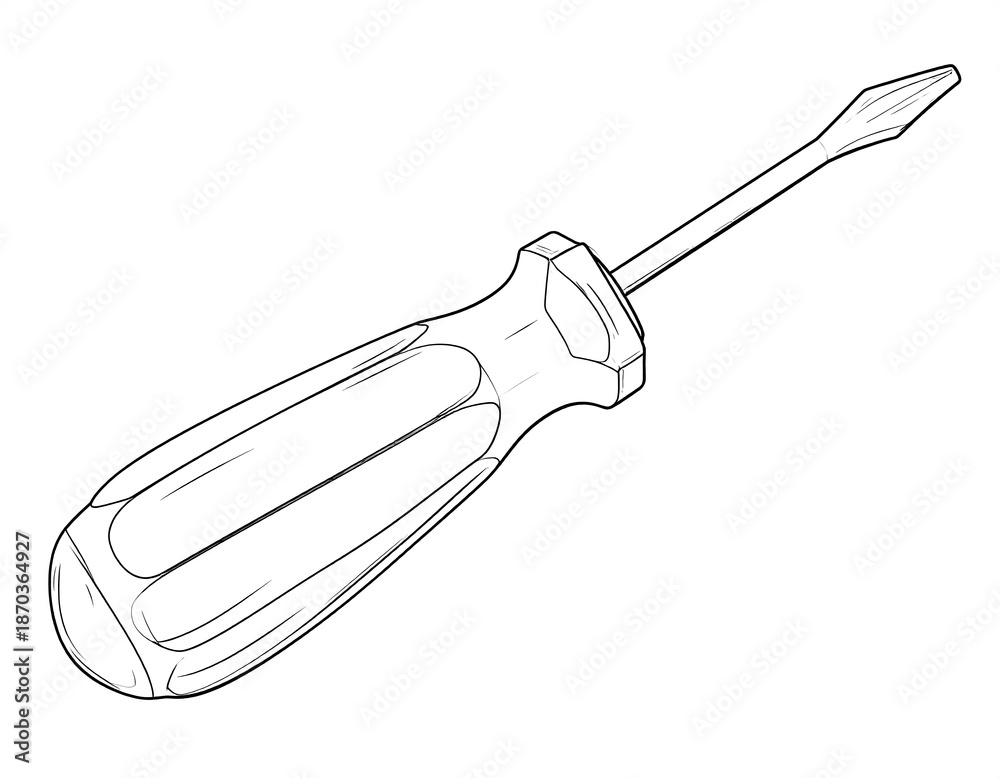 Obraz premium Illustration of a flathead screwdriver with a textured grip