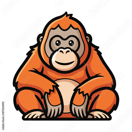 A cartoon orangutan sitting with a friendly face
