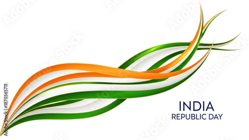 Vibrant orange white and green leaf design for india republic day celebration with bold typography on clean background with patriotic and national day