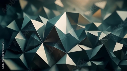 Abstract Metallic Gray Triangles With Gradient Lighting In Studio