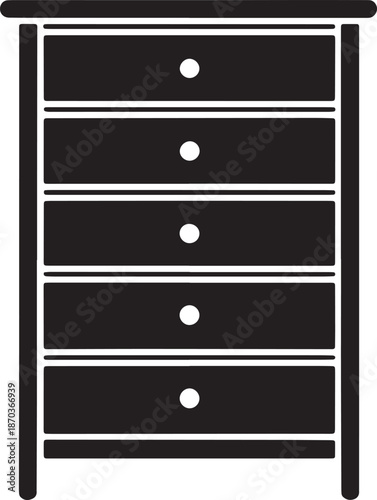 Black silhouette of a dresser on transparent background illustration for your design needs