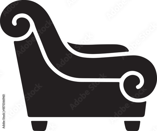 Black silhouette of a lounge chair on transparent background illustration for your design needs