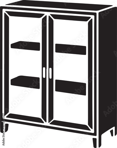 Modern glass door cabinet with shelves and drawers for storage and display furniture