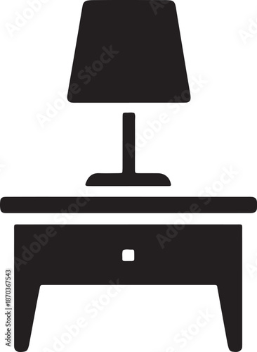 nightstand with drawer and lamp on transparent background clean illustration