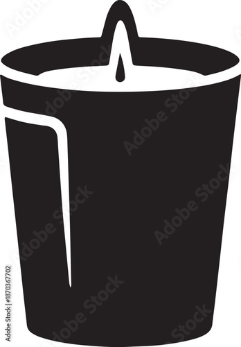 Simple classic bucket silhouette icon used for holding liquids or carrying household cleaning supplies.