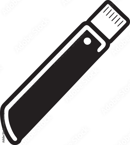 Sliding utility knife or box cutter icon for cutting cardboard packaging and craft materials