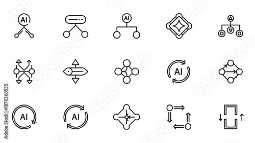Artificial Intelligence Icons Representing Technology and Innovation in a Modern Context