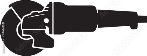 Angle Grinder Silhouette, Power Tool Vector, Construction Equipment Icon, Industrial Grinder icon, Black Tool Silhouette