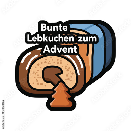 A cartoon-style illustration of a chocolate-covered Swiss roll