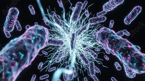 Microscopic Bacteria Under Electron Microscope