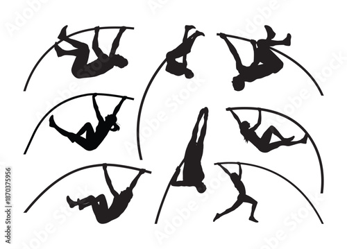 Pole vault vector, Pole vault Clipart, Pole vault silhouette