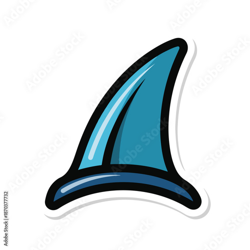 A blue shark fin sticker