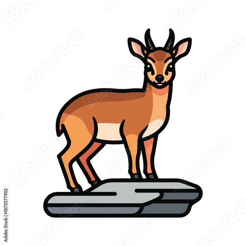 A cartoon antelope on a rock