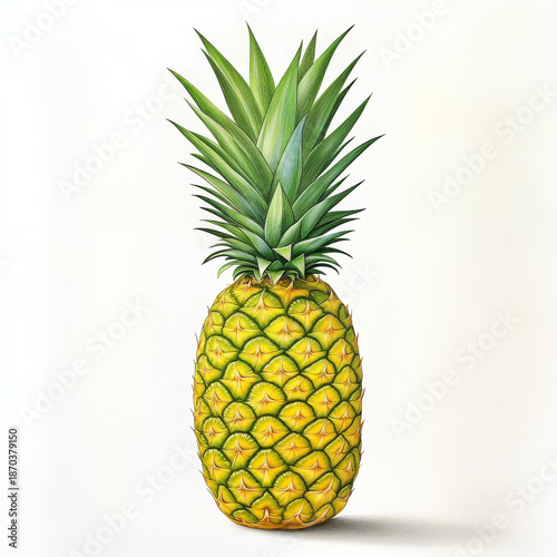 Wallpaper Mural Pineapple whole fruit tropical yellow green spiky fresh isolated white background Torontodigital.ca