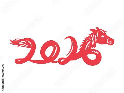 Happy Chinese New Year Decorative Year of the Horse Chinese Zodiac Concept for Lunar New Year 2026