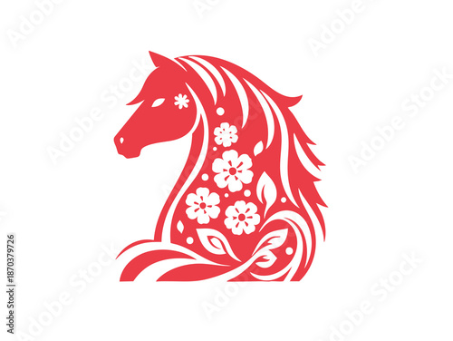 Happy Chinese New Year Decorative Year of the Horse Chinese Zodiac Concept for Lunar New Year 2026