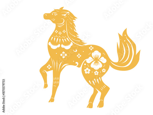 Happy Chinese New Year Decorative Year of the Horse Chinese Zodiac Concept for Lunar New Year 2026