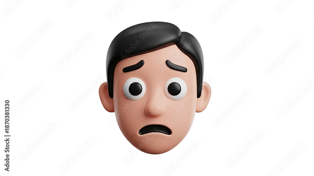 Fototapeta premium Worried 3D Cartoon Face