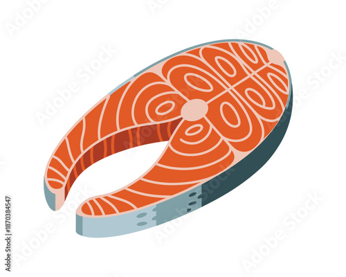 Salmon sashimi slice with white pattern