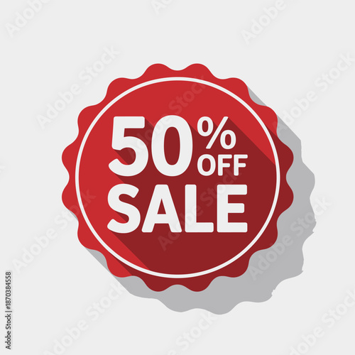 Discount sale badge with fifty percent off