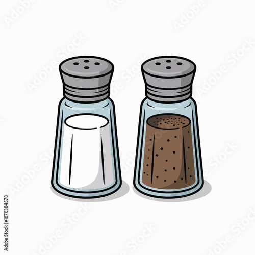 Salt and pepper shakers on white background