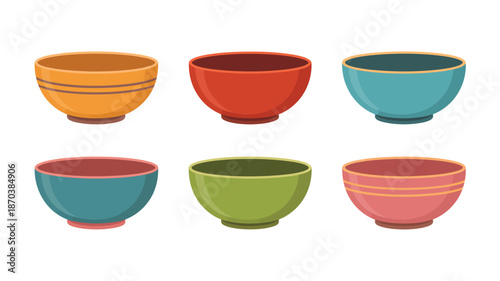 Colorful ceramic bowls set for kitchen and dining
