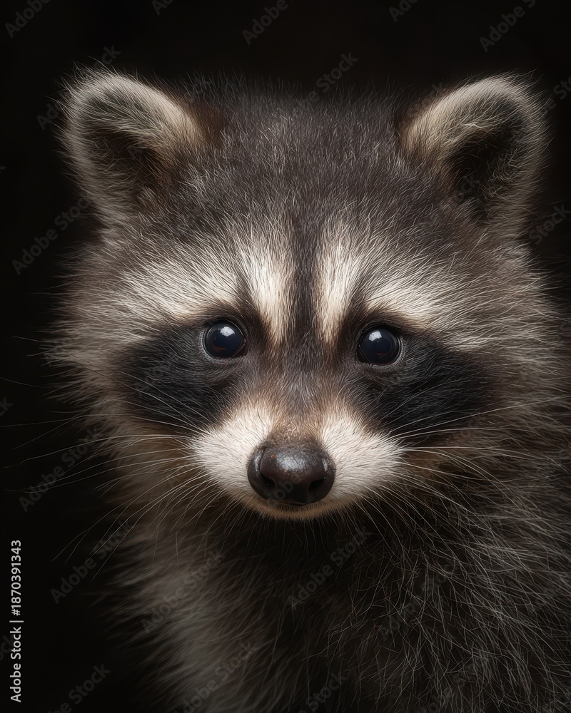 Obraz premium baby raccoon minimal portrait, strong copy space