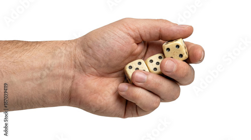 Photos Hand Holding Three Vintage Dice For Gambling