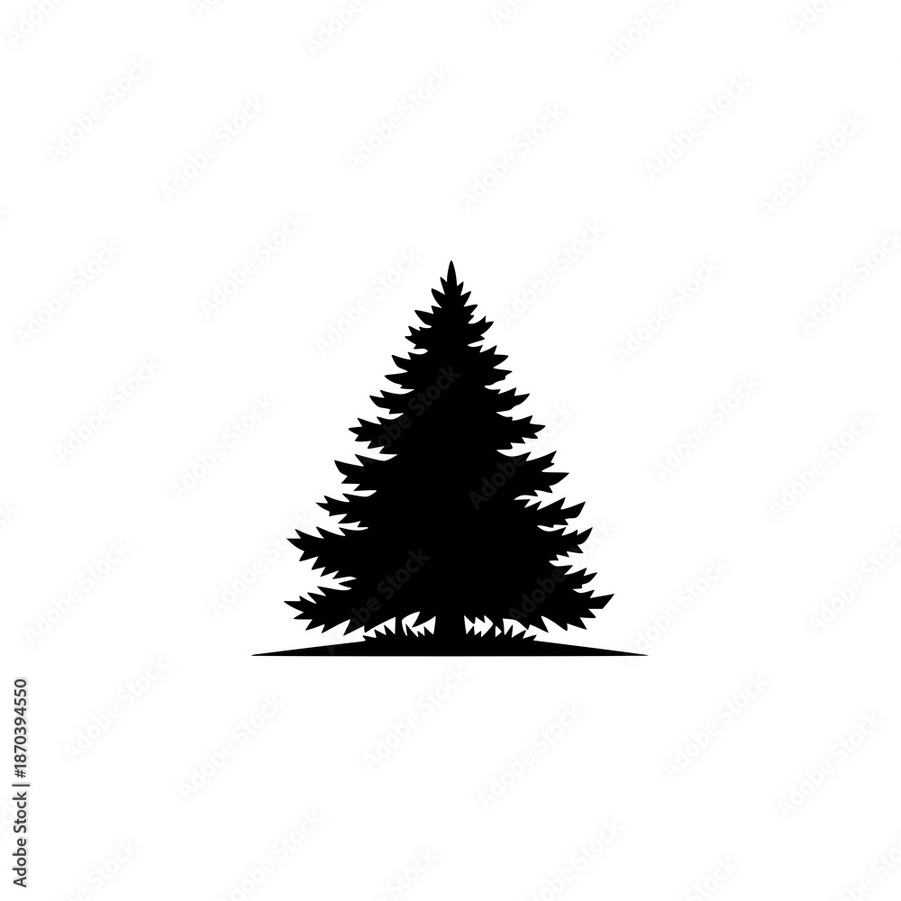 Obraz premium Minimalist black silhouette of a pine tree