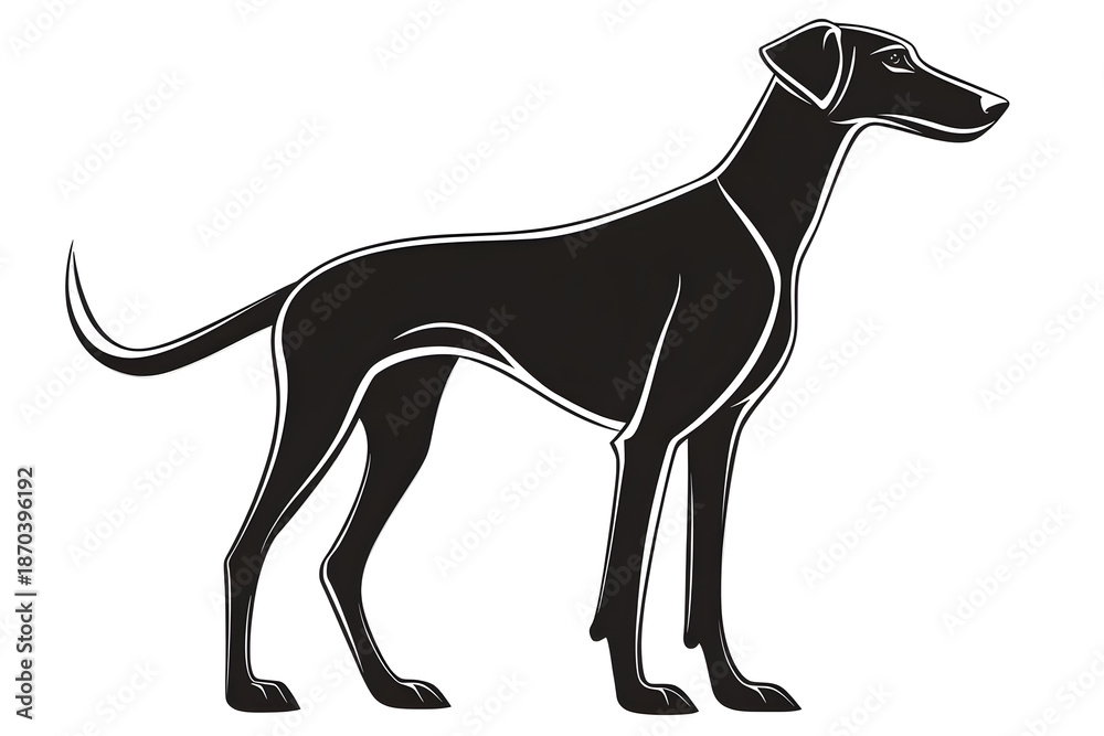 Fototapeta premium Elegant Canine Silhouette: A striking black silhouette of a graceful canine, rendered with clean lines, representing loyalty and companionship.