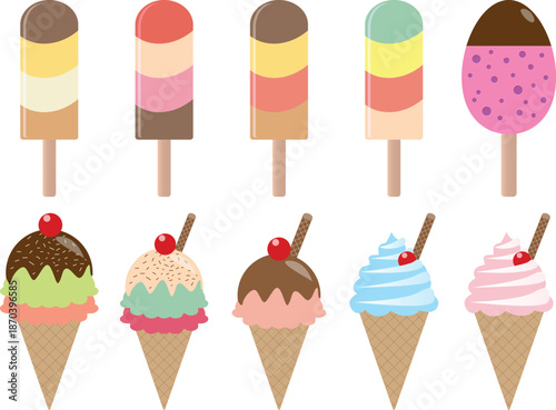 Assorted Ice Cream and Popsicle Treats illustration